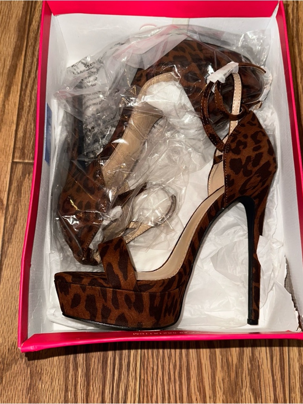Women's Leopard Print Platform Ankle-Strap Heels